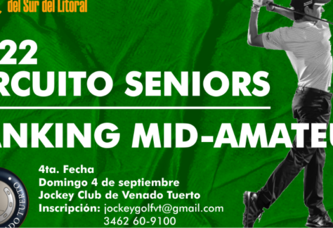 El domingo 4 de septiembre sigue el Circuito Seniors y Mid Amateur en el Jockey Club de Venado Tuerto