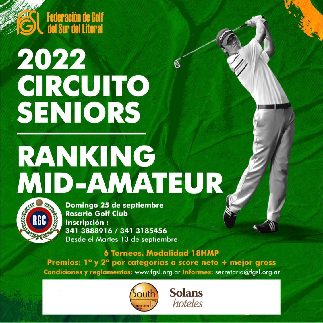 No se para: los Mid Amateur y los Seniors van al Rosario Golf el domingo 25 de septiembre
