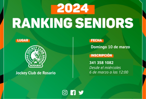 El Ranking Seniors 2024 pone primera el domingo 10 de marzo en el Jockey Club de Rosario