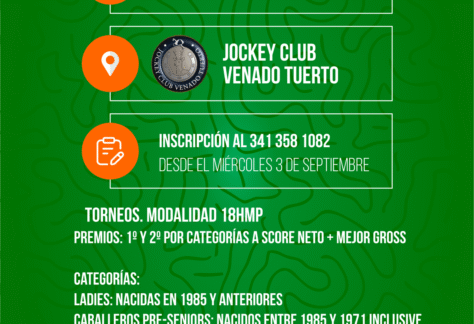 El Jockey Club de Venado Tuerto recibe a los Seniors el domingo 7 de septiembre: una cita clásica
